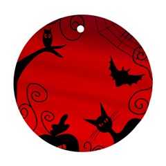 Halloween Landscape Round Ornament (two Sides) 