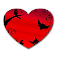 Halloween Landscape Heart Mousepads by Valentinaart