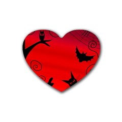 Halloween Landscape Rubber Coaster (heart)  by Valentinaart