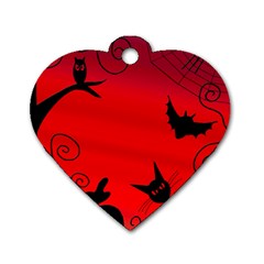 Halloween Landscape Dog Tag Heart (two Sides) by Valentinaart