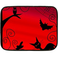 Halloween Landscape Fleece Blanket (mini) by Valentinaart