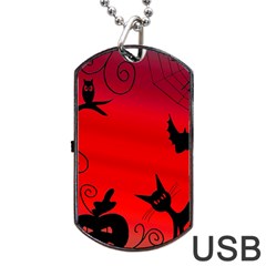 Halloween Landscape Dog Tag Usb Flash (two Sides)  by Valentinaart