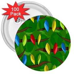 Parrots Flock 3  Buttons (100 Pack)  by Valentinaart