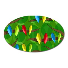 Parrots Flock Oval Magnet by Valentinaart