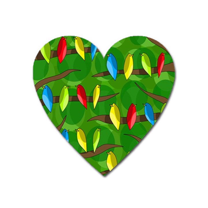 Parrots Flock Heart Magnet