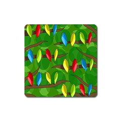 Parrots Flock Square Magnet by Valentinaart