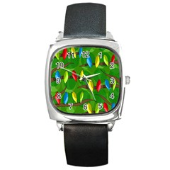 Parrots Flock Square Metal Watch by Valentinaart