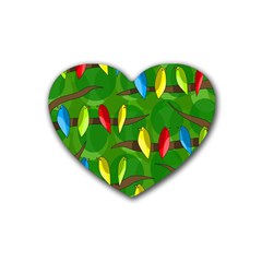 Parrots Flock Heart Coaster (4 Pack)  by Valentinaart