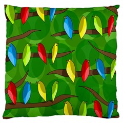 Parrots Flock Large Cushion Case (two Sides) by Valentinaart