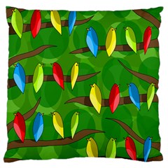 Parrots Flock Large Flano Cushion Case (one Side) by Valentinaart