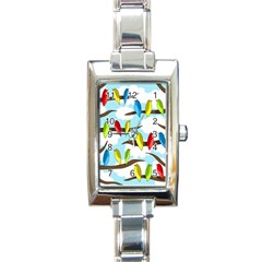 Parrots Flock Rectangle Italian Charm Watch by Valentinaart