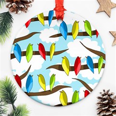 Parrots Flock Ornament (round)  by Valentinaart