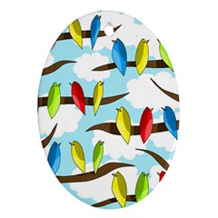 Parrots Flock Ornament (oval)  by Valentinaart