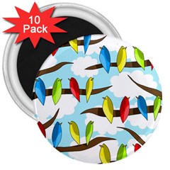 Parrots Flock 3  Magnets (10 Pack)  by Valentinaart