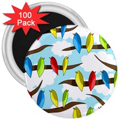 Parrots Flock 3  Magnets (100 Pack) by Valentinaart