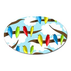 Parrots Flock Oval Magnet by Valentinaart