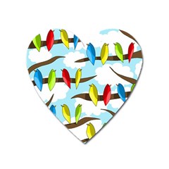 Parrots Flock Heart Magnet by Valentinaart