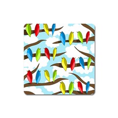 Parrots Flock Square Magnet by Valentinaart