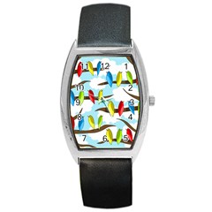 Parrots Flock Barrel Style Metal Watch by Valentinaart