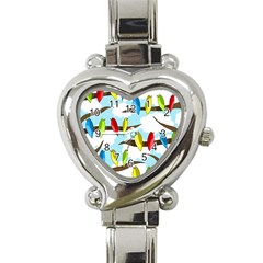 Parrots Flock Heart Italian Charm Watch by Valentinaart