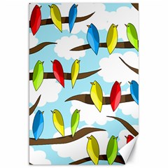 Parrots Flock Canvas 20  X 30   by Valentinaart