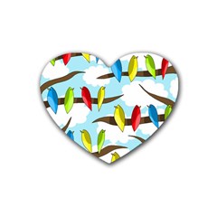 Parrots Flock Heart Coaster (4 Pack)  by Valentinaart