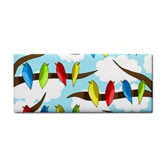 Parrots Flock Hand Towel by Valentinaart