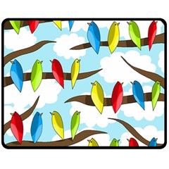 Parrots Flock Fleece Blanket (medium)  by Valentinaart