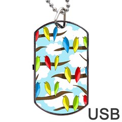 Parrots Flock Dog Tag Usb Flash (one Side)