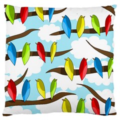 Parrots Flock Large Cushion Case (two Sides) by Valentinaart