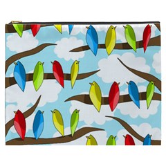 Parrots Flock Cosmetic Bag (xxxl)  by Valentinaart