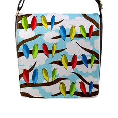 Parrots Flock Flap Messenger Bag (l)  by Valentinaart