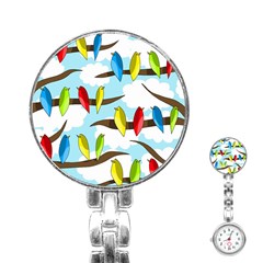 Parrots Flock Stainless Steel Nurses Watch by Valentinaart