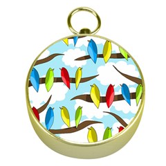 Parrots Flock Gold Compasses by Valentinaart