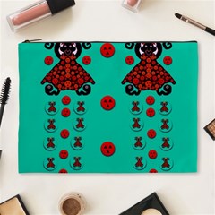 Dancing In Polka Dots Cosmetic Bag (xl) by pepitasart