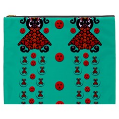 Dancing In Polka Dots Cosmetic Bag (xxxl)  by pepitasart