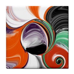 Abstract Orb In Orange, Purple, Green, And Black Tile Coasters by digitaldivadesigns