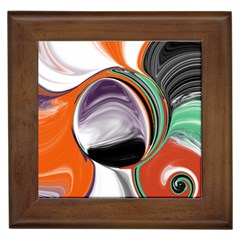 Abstract Orb In Orange, Purple, Green, And Black Framed Tiles