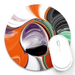 Abstract Orb In Orange, Purple, Green, And Black Round Mousepads