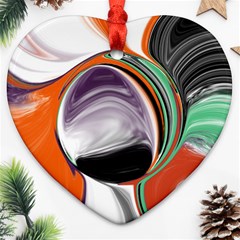 Abstract Orb In Orange, Purple, Green, And Black Ornament (heart) 