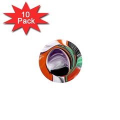 Abstract Orb In Orange, Purple, Green, And Black 1  Mini Magnet (10 Pack)  by digitaldivadesigns