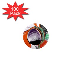 Abstract Orb In Orange, Purple, Green, And Black 1  Mini Magnets (100 Pack) 