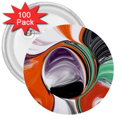 Abstract Orb In Orange, Purple, Green, And Black 3  Buttons (100 Pack) 