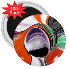 Abstract Orb In Orange, Purple, Green, And Black 3  Magnets (100 Pack)