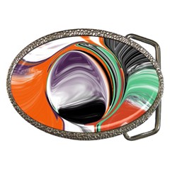 Abstract Orb In Orange, Purple, Green, And Black Belt Buckles