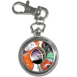 Abstract Orb in Orange, Purple, Green, and Black Key Chain Watches Front