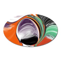 Abstract Orb In Orange, Purple, Green, And Black Oval Magnet