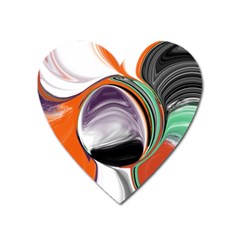 Abstract Orb In Orange, Purple, Green, And Black Heart Magnet by digitaldivadesigns