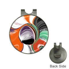 Abstract Orb In Orange, Purple, Green, And Black Hat Clips With Golf Markers