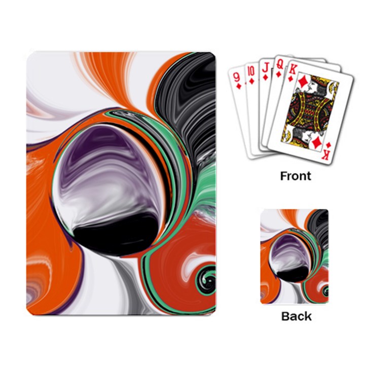 Abstract Orb in Orange, Purple, Green, and Black Playing Card